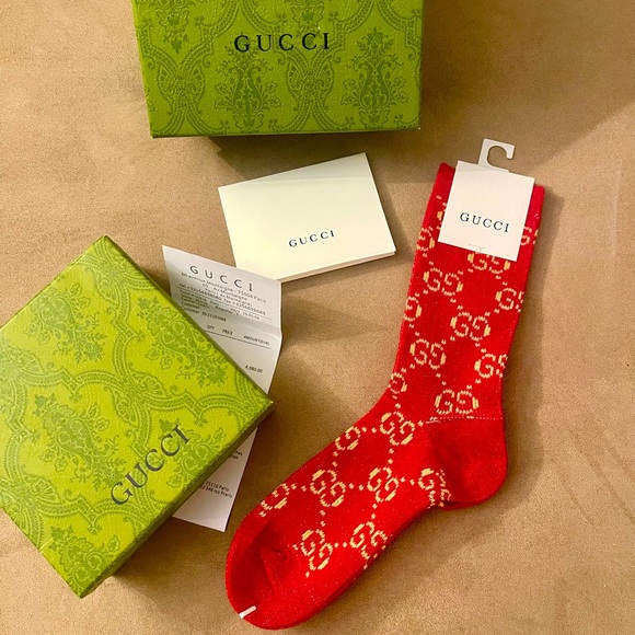 Gucci Red and Gold Socks - Picture 1 of 2